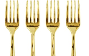 Mini tenedores de plástico dorados